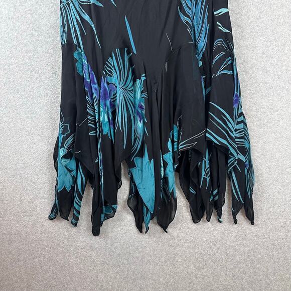 Eva Blue Plus Dress Size 18 Black Blue Tropical Beaded Midi Y2K Whimsygoth Fairy - Picture 5 of 11